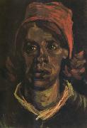 Vincent Van Gogh Head of a Peasant Woman with Red Cap (nn04) oil painting picture wholesale
